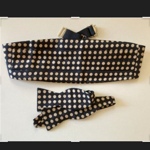 Black and white Polka Dot Cummerbund and bowtie set - Picture 1 of 2